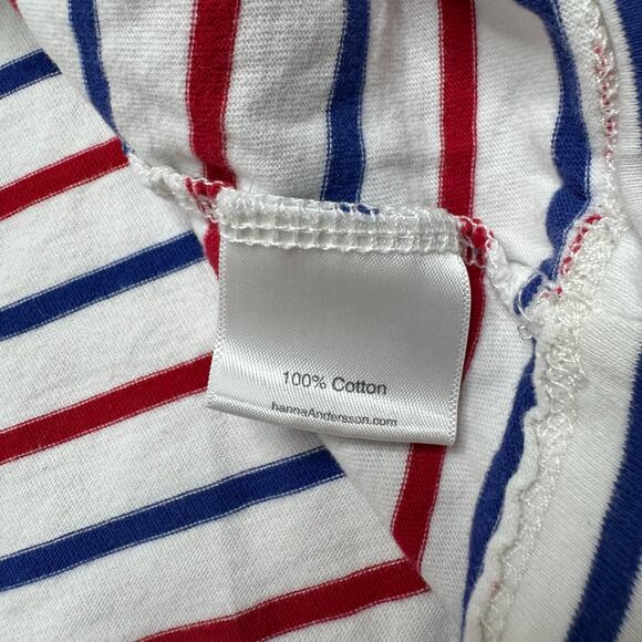 HANNA ANDERSSON Red White Blue Henley Short Sleeve Tee Size 8 130 Kids Cotton - Picture 4 of 4